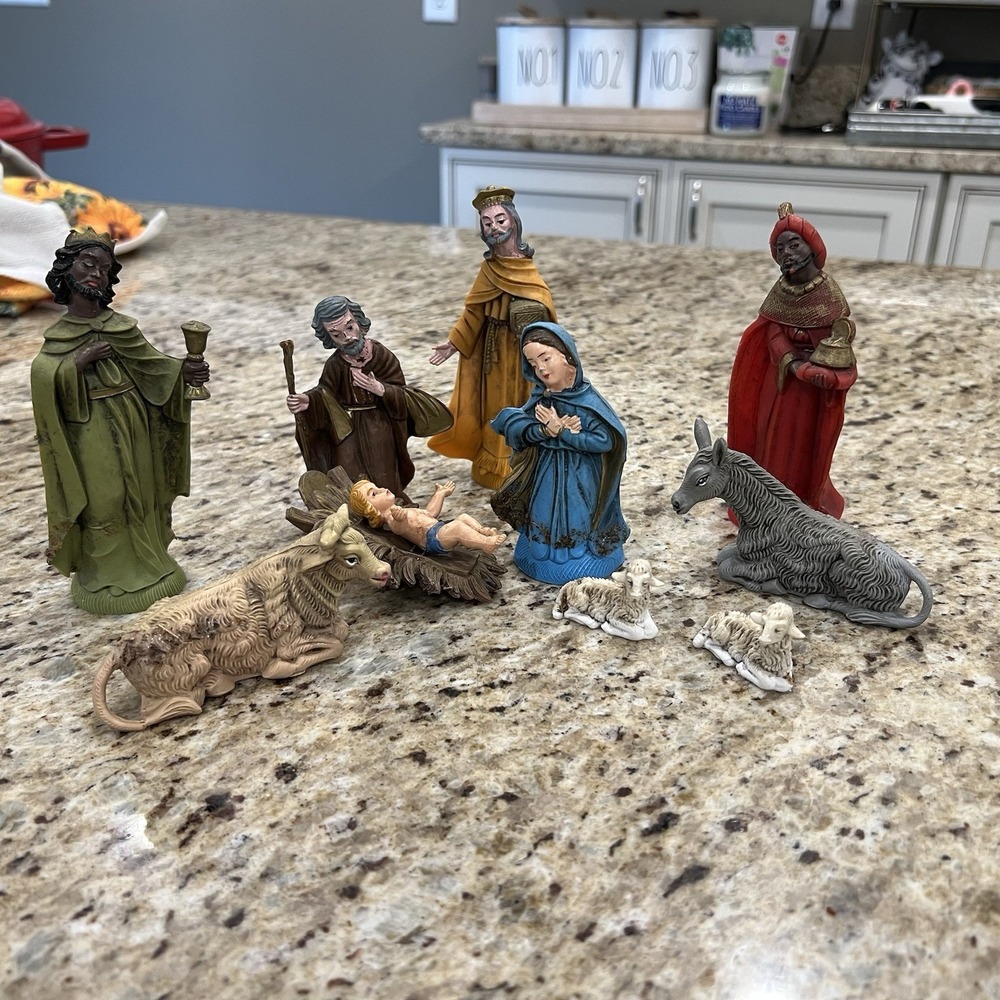 Vintage‎ Nativity Set Figures Made in Italy 10 Lot Manger Scene Christmas Decor